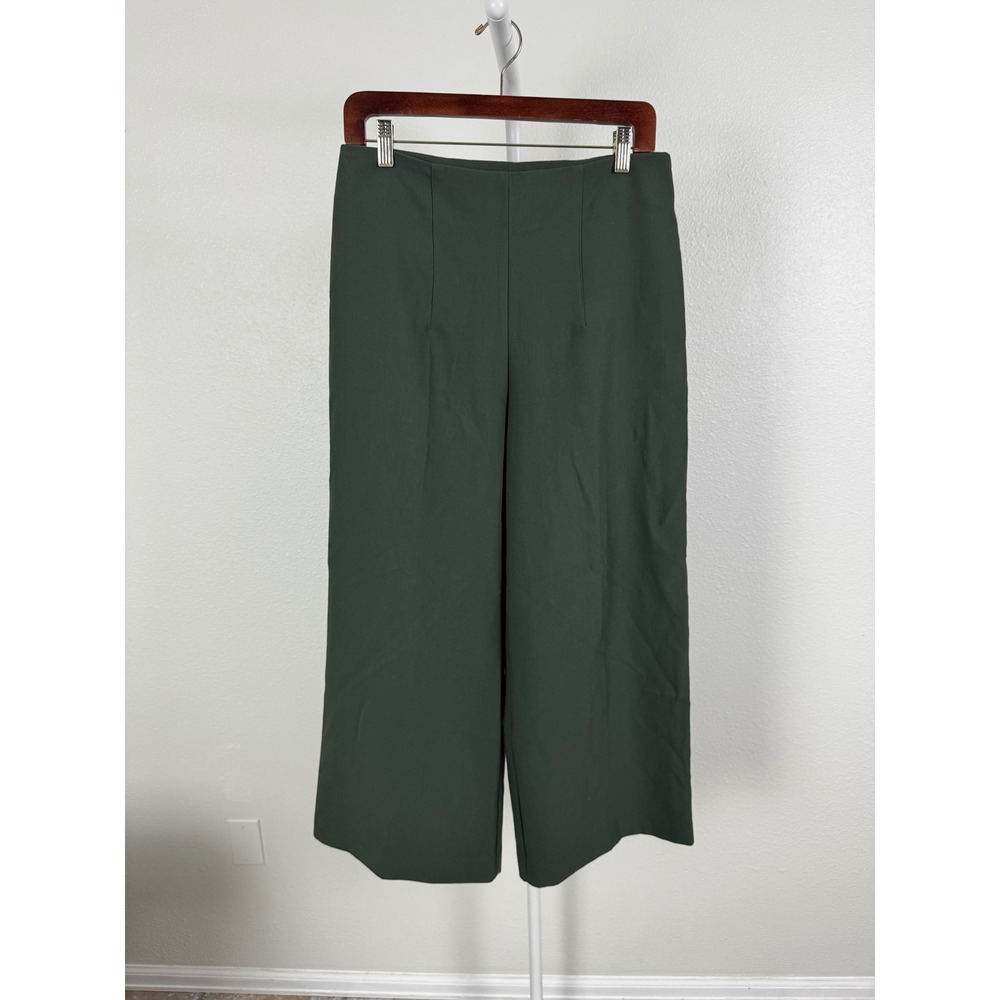 Quiet Luxury Joie Wide Leg Cropped Pants Womens Olive Green Pull On Minimalist